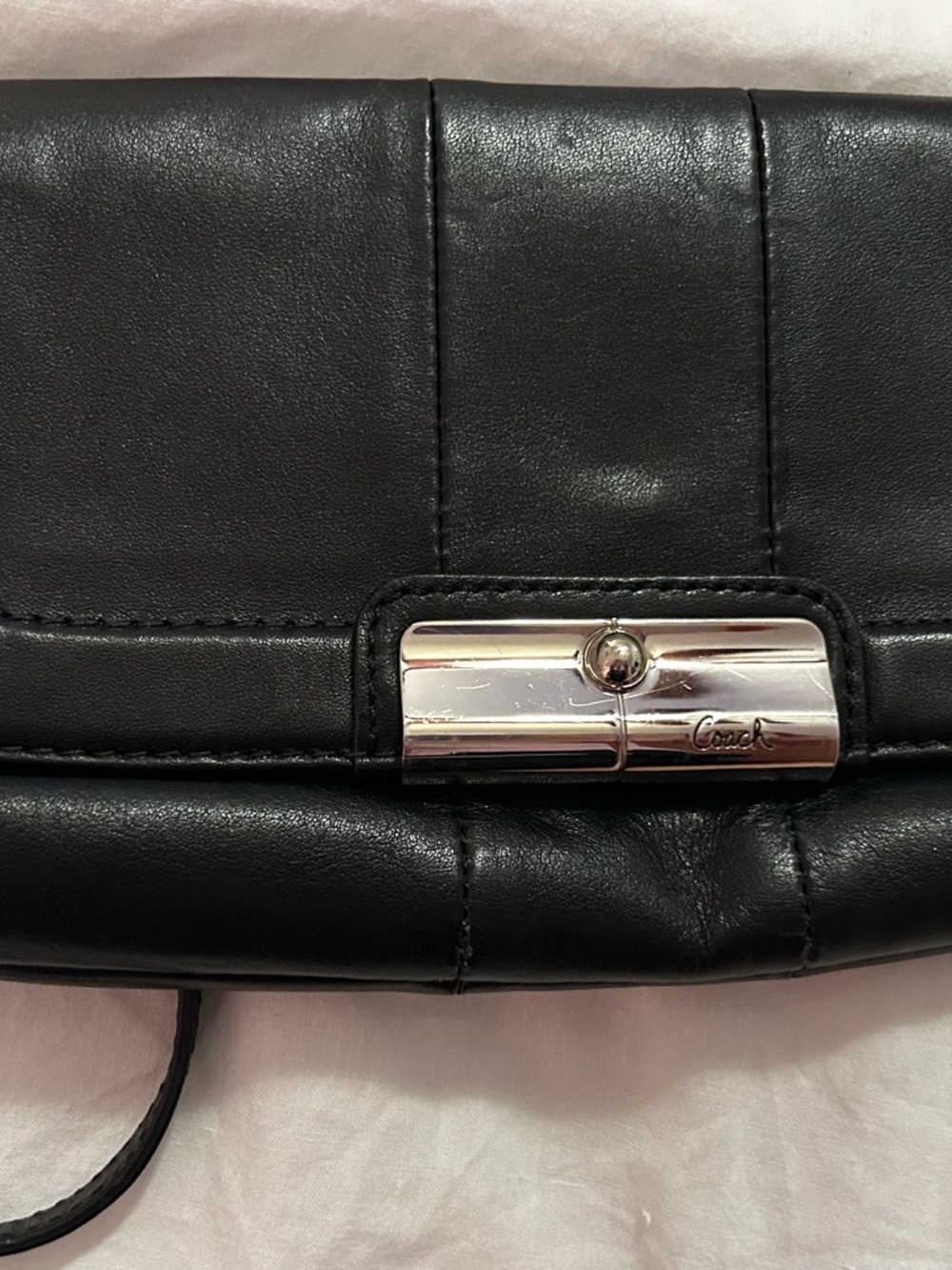 Coach Kristin black leather clutch